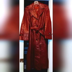 Vintake Etienne Aigner Cordovan Leather Trench Coat Sz 8. 60's